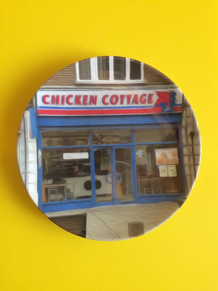 Chicken Cottage (urban) china plate