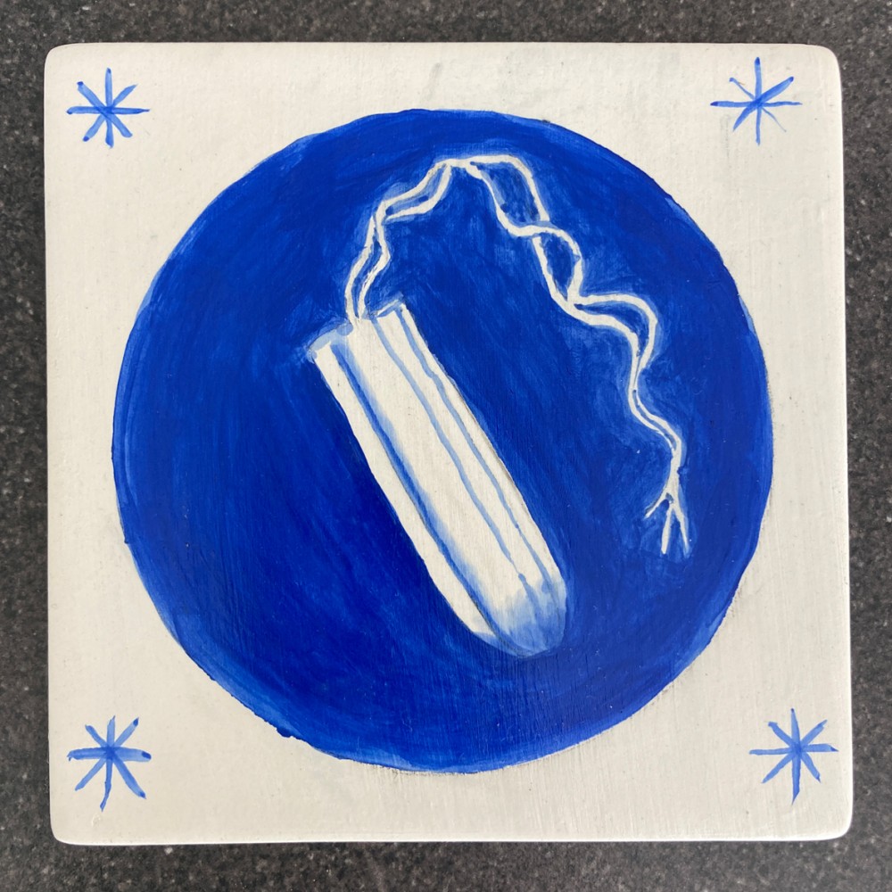 Hand painted ceramic tampon tile