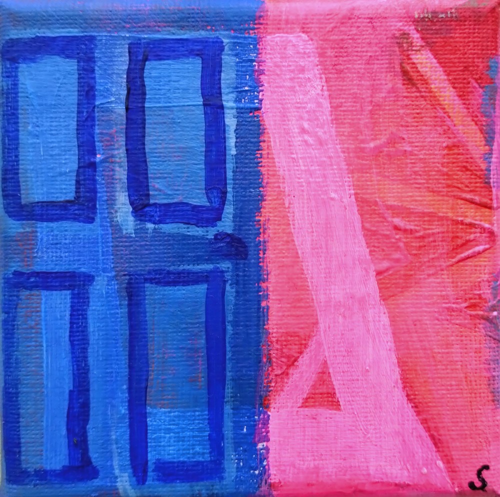 Ten: Blue Door Days (10th Sept 2023) - 10x10cm, acrylic on canvas