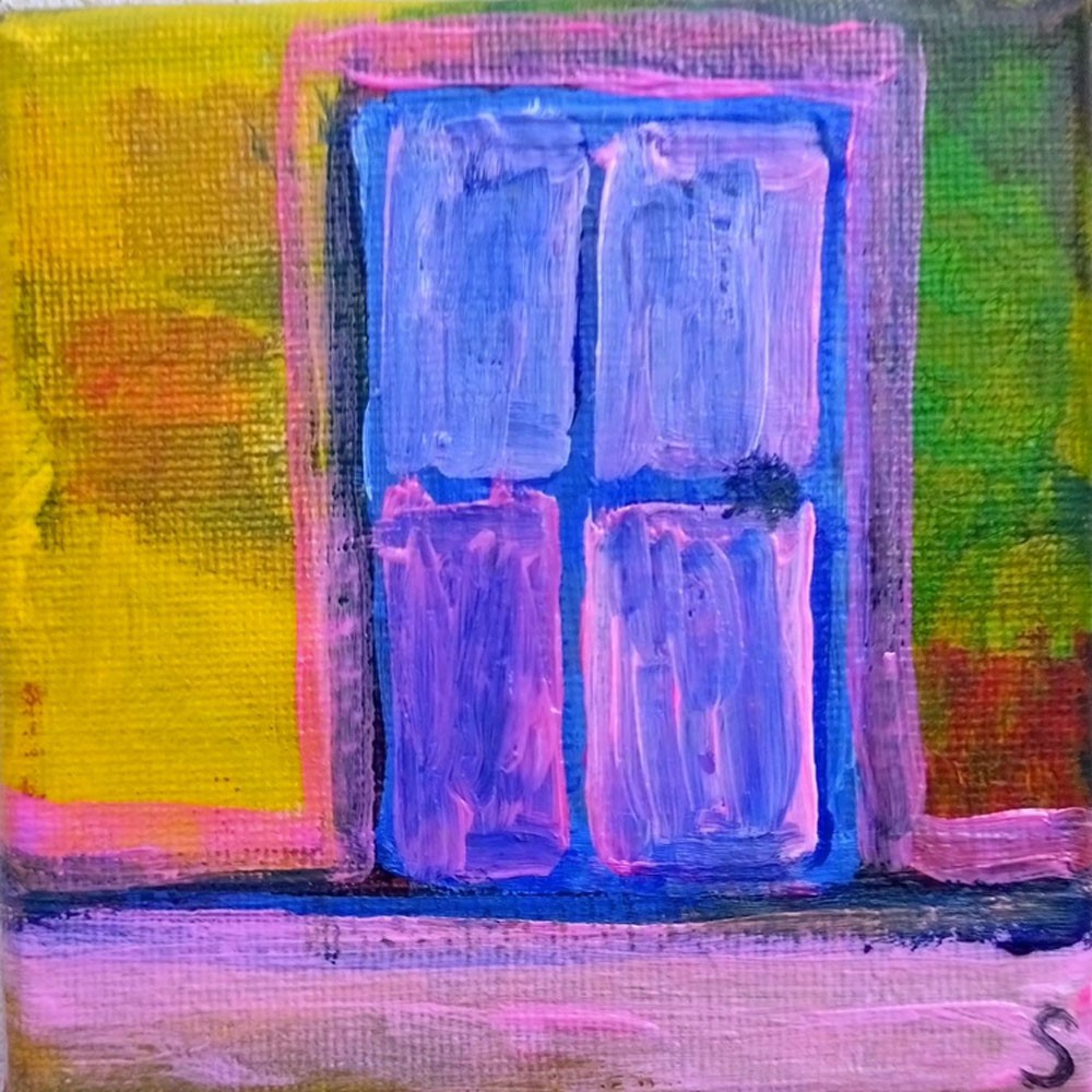 Ten:1021- Blue Door Dare... (15th November 2023) - Acrylic on canvas, 10x10cm