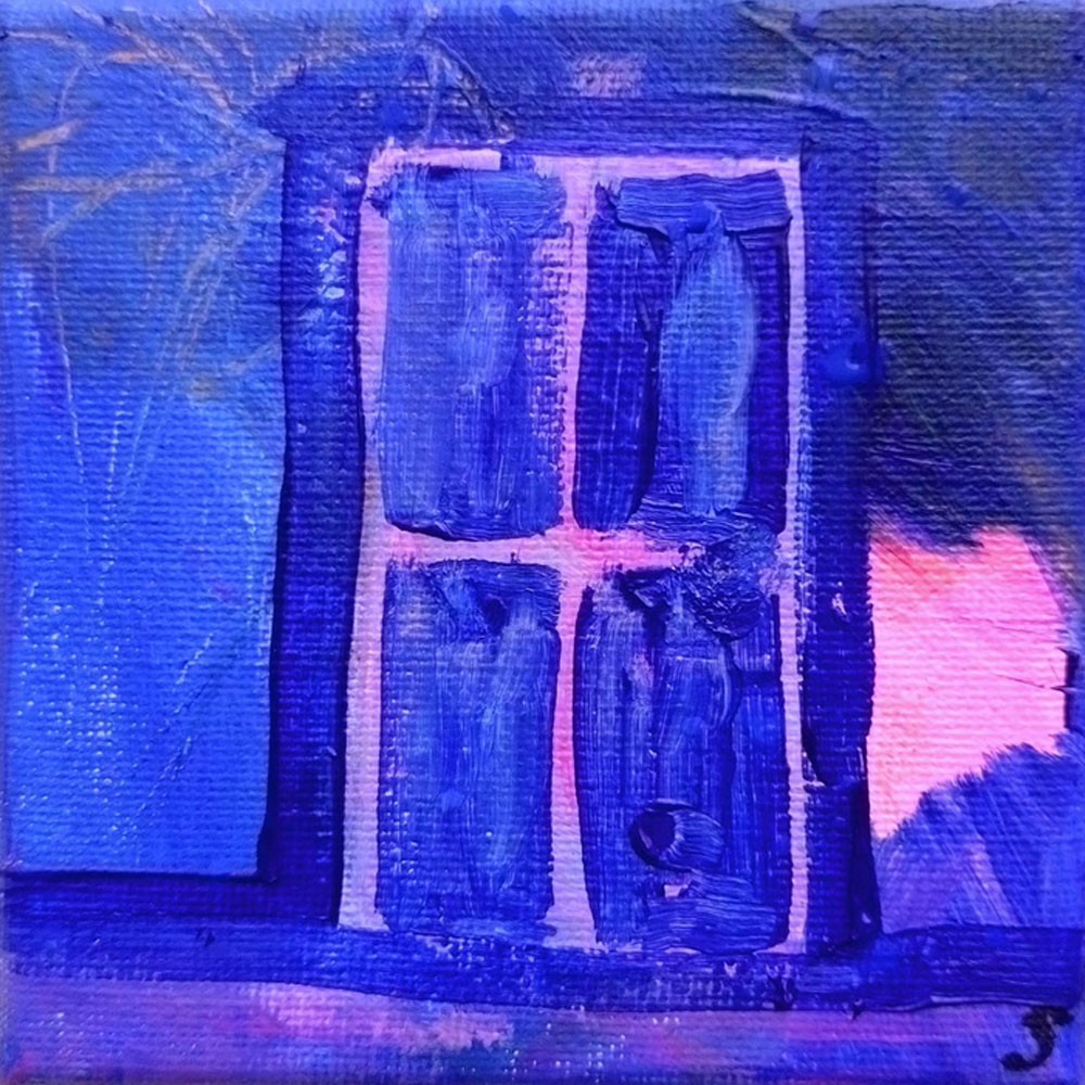 Ten:1022 - Blue Door Hope.... (16th November 2023) - Acrylic on canvas, 10x10cm