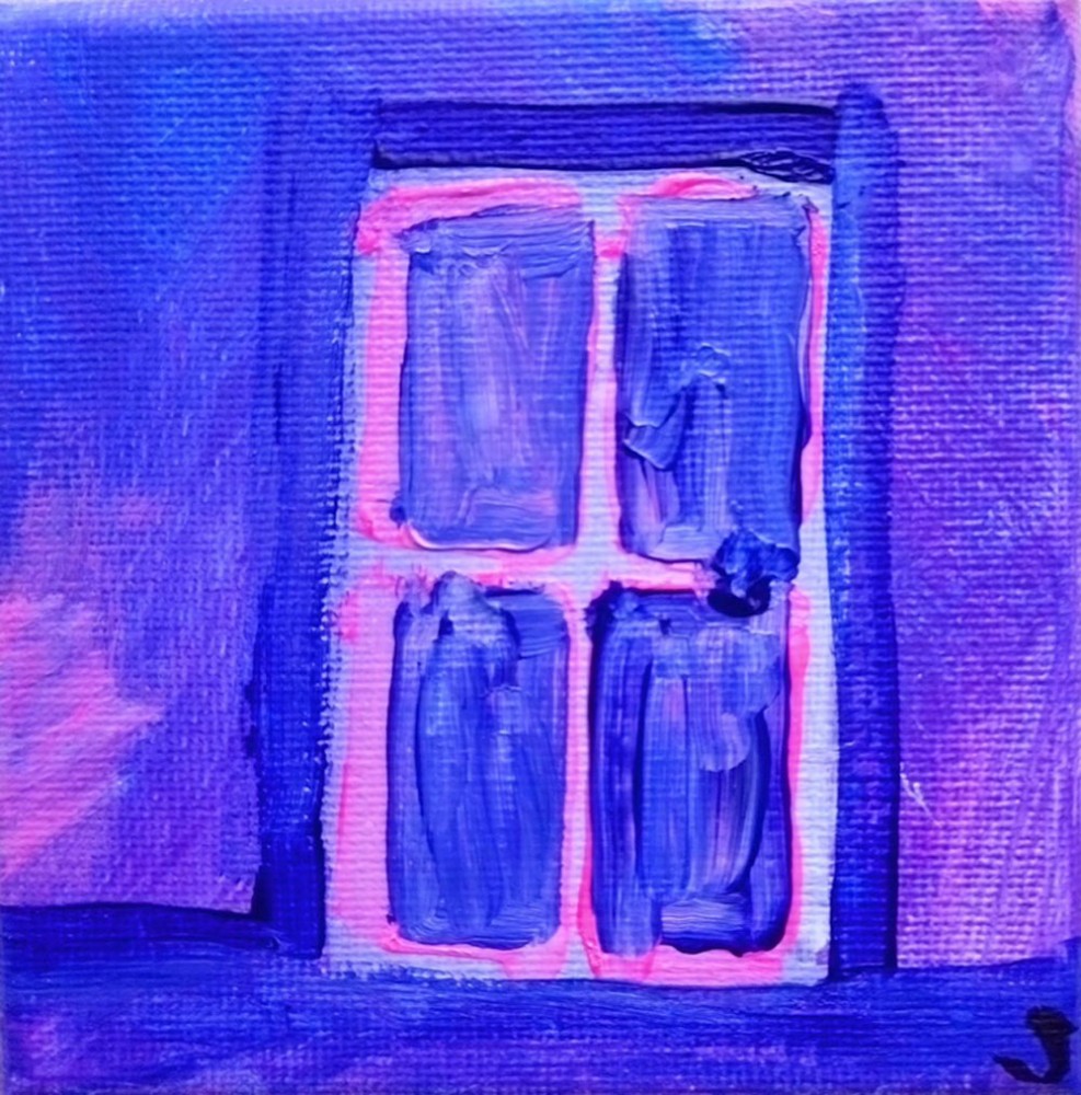 Ten:1023 - Blue Door Time... (17th November 2023) - Acrylic on canvas, 10x10cm