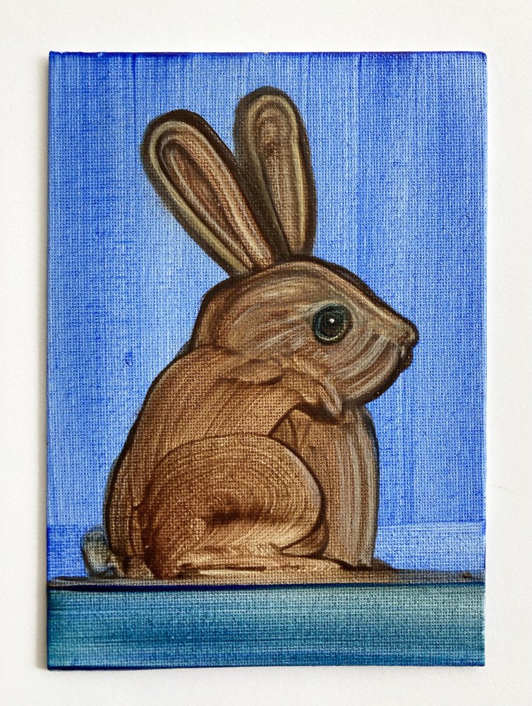 Brown Rabbit on Blue