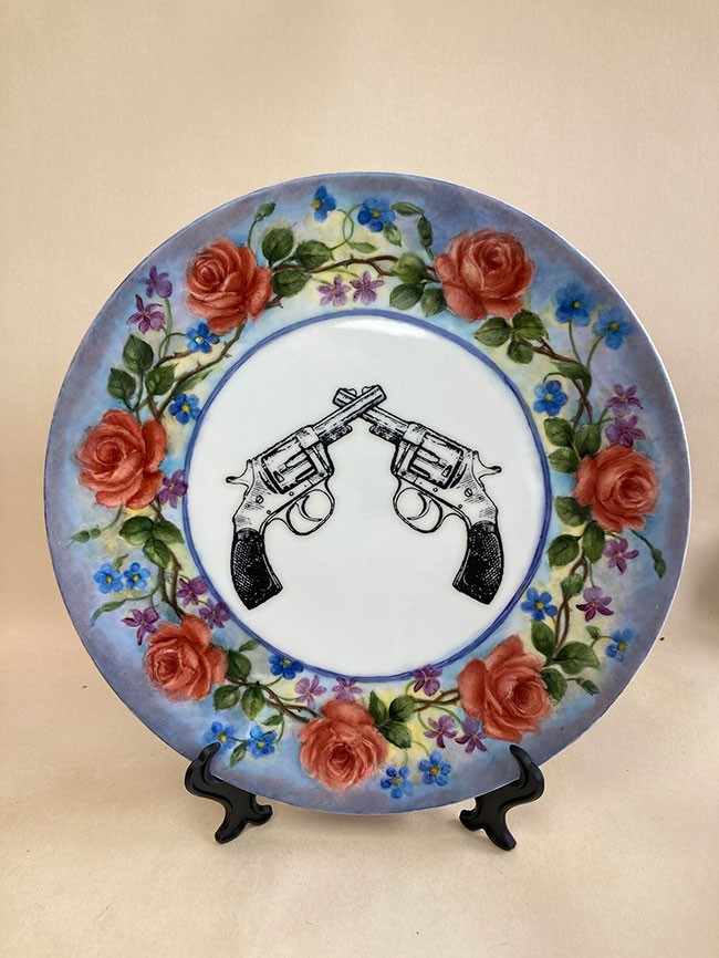 Guns & Roses Dinner Plate by Haus of Lucy £60